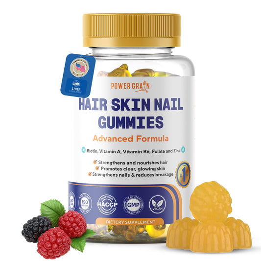 Premium Hair Skin and Nails Gummies – 5000 Mcg Biotin Vegan Vitamins for Men & Women – Promotes Healthy Hair Growth, Strong Nails, Radiant Skin – 10X Extra Strength - Blueberry Flavour