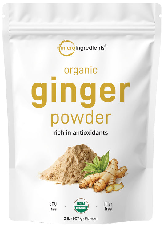 Organic Ginger powder, 2lbs (32oz) | Premium Source for Spice & Seasoning | Great for Baking, Cooking & Tea | Additive Free, Non-GMO, Bulk Supply