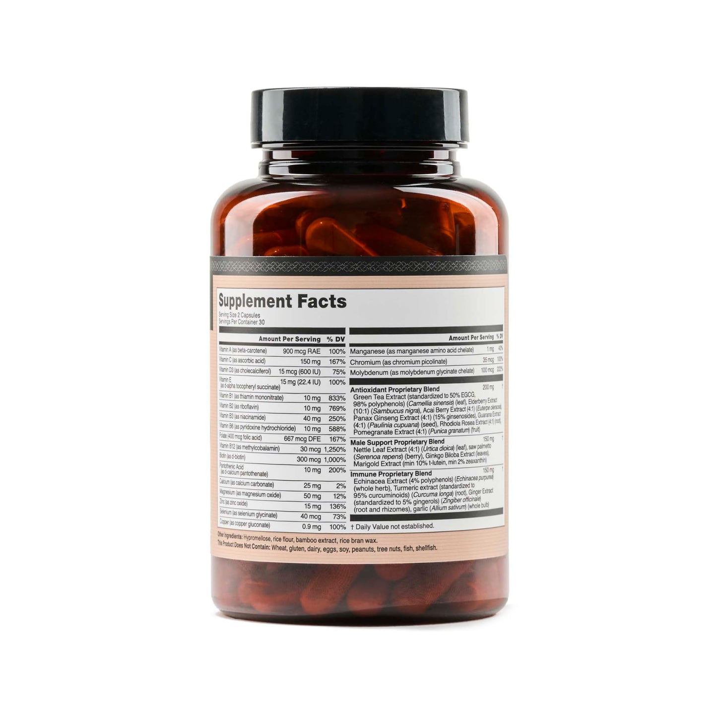 NatureWise Multivitamin for Men - Daily Male Support - Minerals & Herbs for Energy, Performance, Immunity - with Vitamin A, C, D, B-Complex - Soy & Gluten-Free, Non-GMO - 60 Capsules[1-Month Supply]