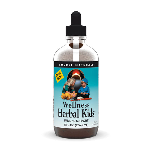 Pre-Order | Arrives in 5–10 Days – Source Naturals Wellness Herbal Kids, for Immune System Support - Contains Echinacea, Yin Chiao, Elderberry, & More - 8 Fluid oz