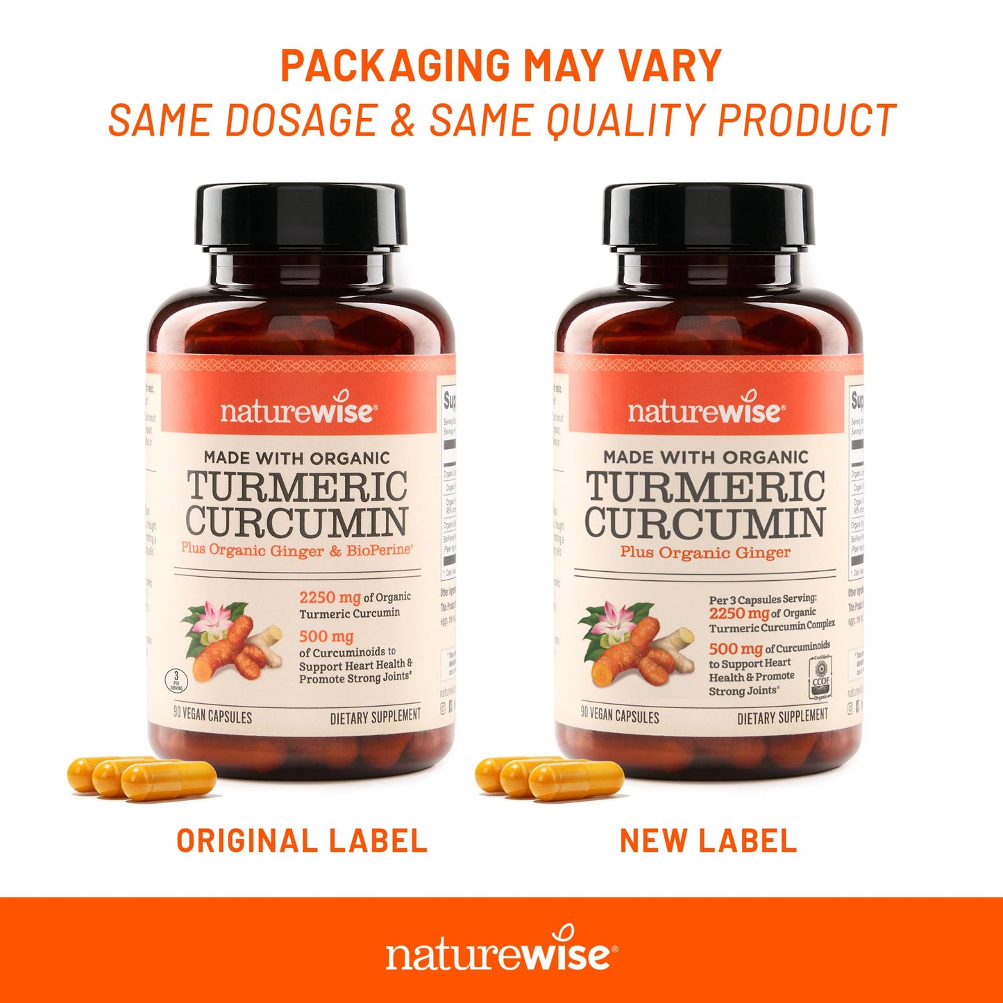 NatureWise Curcumin Turmeric 2250mg - 95% Curcuminoids & BioPerine Black Pepper Extract for Advanced Absorption - Daily Joint and Immune Health Support - Vegan, Non-GMO, 90 Count[30-Day Supply]
