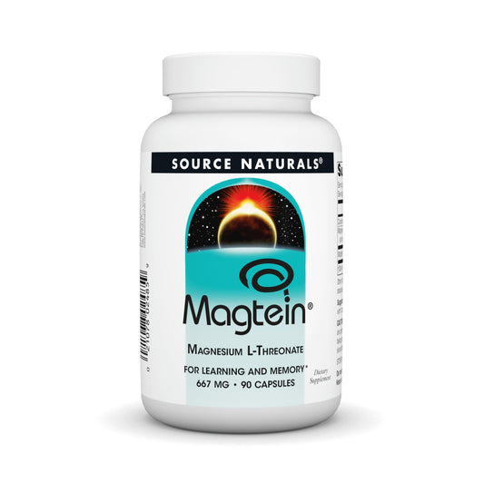 Pre-Order | Arrives in 5–10 Days – Source Naturals Magtein Magnesium L-Threonate 667mg Supports Focus, Mood, Healthy Memory, Cognitive Function, Sleep* - 90 Capsules