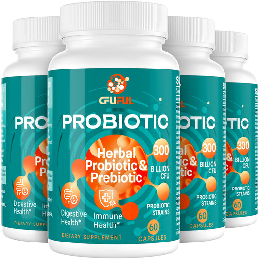 Probiotics for Women & Men - 300 Billion CFU, 24 Strains Probiotic + 15 Organic Herbs Prebiotics Blend, Daily Prebiotics and Probiotics for Digestive Health, Gut, Immune, Bloating - 2 Months Supply