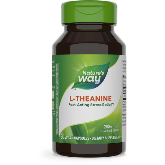 Nature's Way L-Theanine, Stress Support*, Promotes Relaxation*, 200 mg per 2-Capsule Serving, Vegan, 60 Capsules
