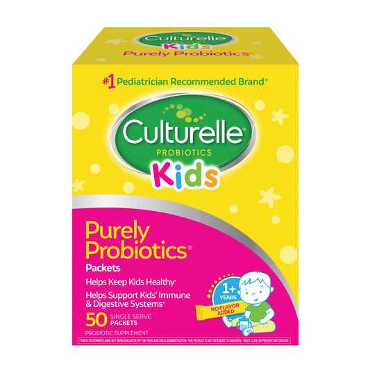 Pre-Order | Arrives in 5–10 Days – Culturelle Kids Purely Probiotics Packets Daily Supplement, Helps Support Kids’ Immune and Digestive Systems, #1 Pediatrician Recommended Brand, Ages 1+, 50 Count
