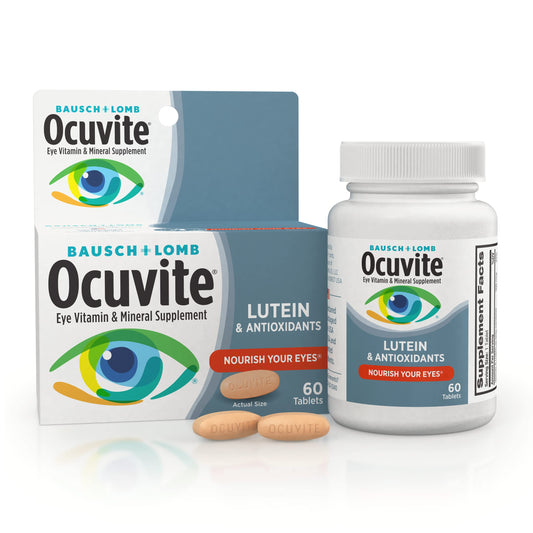 Ocuvite Eye Vitamin & Mineral Supplement, Lutein & Antioxidant Vitamins A, C & E, Zinc for Eye Health & Macular Support, Ocular Vitamins for Eyes, 60 Tablets