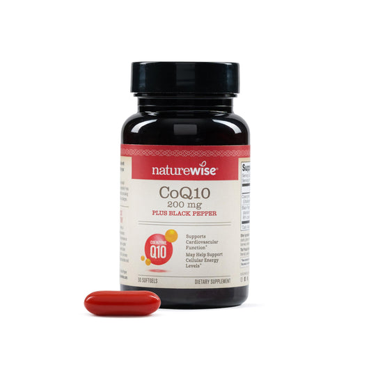 NatureWise CoQ10 200mg + Black Pepper Softgels - High Absorption Coenzyme Q10 + Black Pepper - Antioxidant for Heart Health + Cellular Energy - Vegan, Non-GMO, Gluten-Free - 30 Count[30-Day Supply]