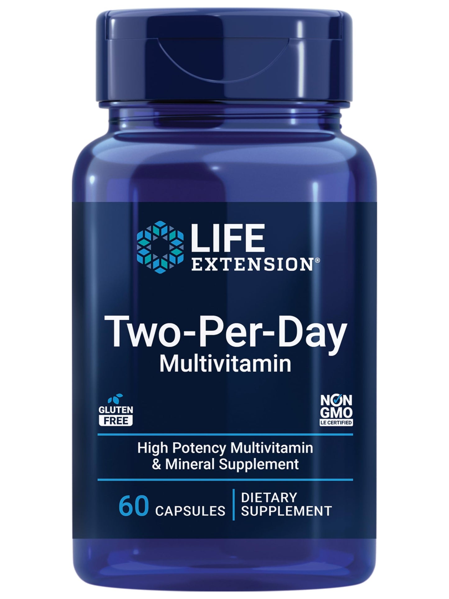 Life Extension Two-Per-Day Multivitamin - for Heart, Brain, Blood Vessel & Cellular Health – Essential Vitamins & Minerals for Well-Being - Two Per Day - Gluten-Free – Non-GMO – 60 Capsules