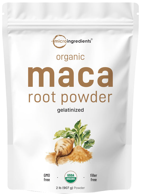 Pre-Order | Arrives in 5–10 Days – Organic Maca Root Powder, 2 Pound, Gelatinized for Better Absorption, Rich in Antioxidants, Help Energy, Stamina, Endurance, Strength and Immune System, No GMOs, Vegan Friendly and Peru Origin