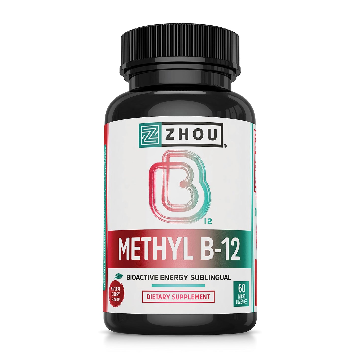 Zhou Methyl B12 - Methyl B-12 Supplement for Women & Men, Vitamin B12 5000 mcg, Vegan Friendly, Cellular Energy and Nerve Function Support, Methylcobalamin - 60 Micro Lozenges