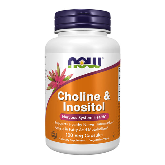 Pre-Order | Arrives in 5–10 Days – NOW Foods Supplements, Choline & Inositol 500 mg, Healthy Nerve Transmission*, Nervous System Health*, 100 Capsules