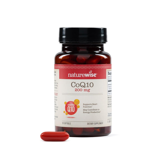 NatureWise CoQ10 200mg Softgels, High Potency Ubiquinone - Coenzyme Q10 Supplement - Antioxidant for Heart Health + Energy - Vegan, Non-GMO, Gluten-Free - 30 Count[1-Month Supply]