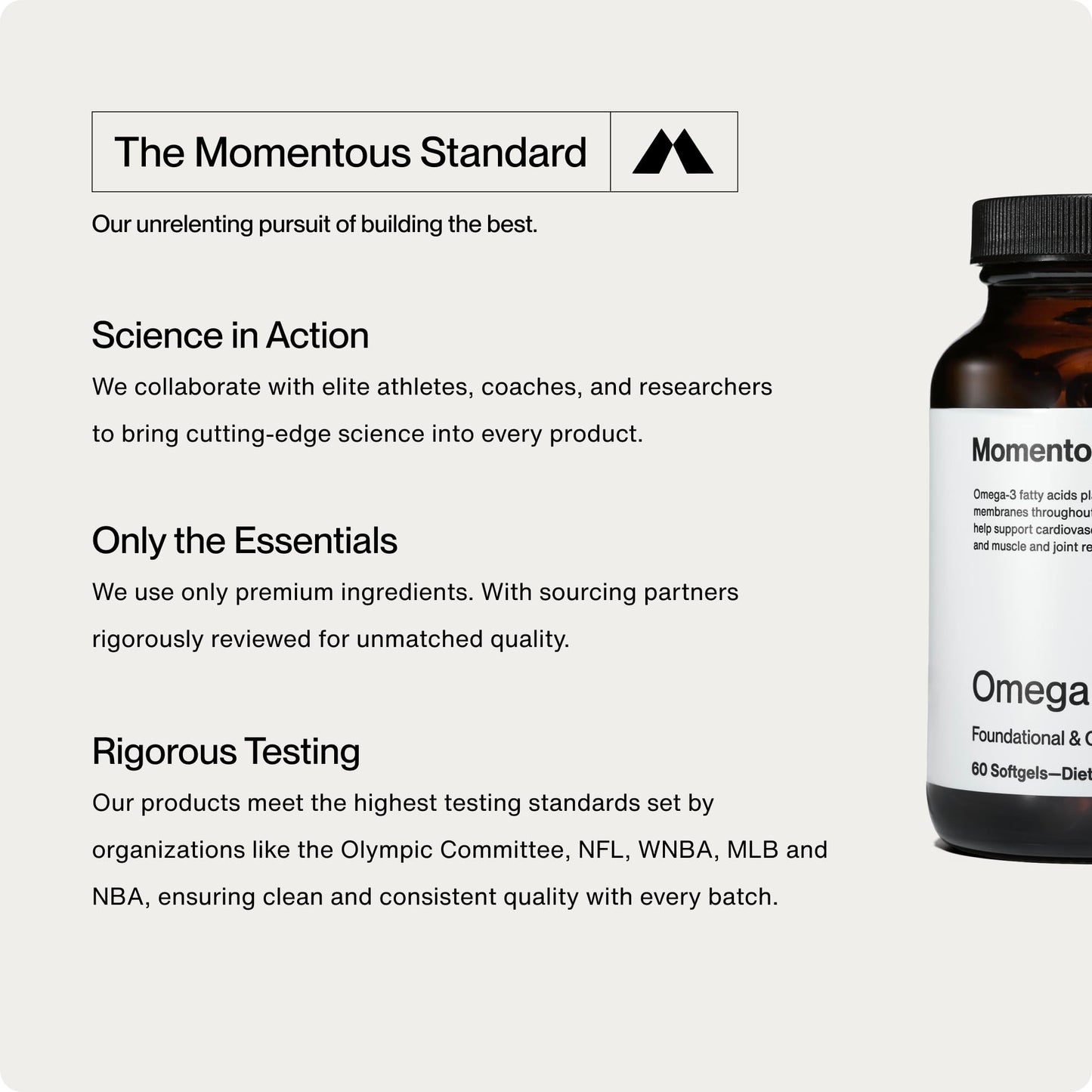 Momentous Omega-3 Fish Oil 1600 mg - Daily Fish Oil Omega-3 Supplement for Women & Men with EPA & DHA - Supports Joint Health - NSF Certified, GMO-Free, Gluten-Free, 30 Servings