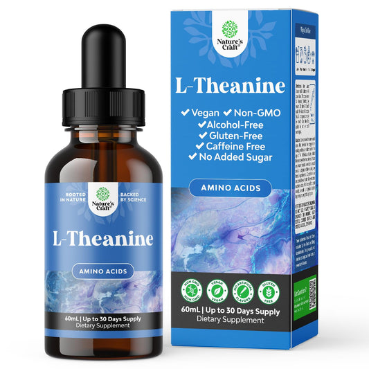 High Absorption L-Theanine Liquid Drops - Nootropic Focus Supplement with L Theanine 200mg Per Serving and Chamomile Extract - L Theanine Supplement for Adults and Kids Relaxation and Focus - 2oz
