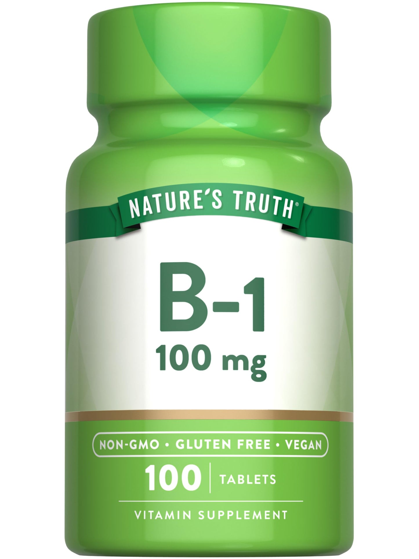 Nature's Truth Vitamin B1 100mg (Thiamine) | 100 Count | Vegan, Non-GMO & Gluten Free Supplement