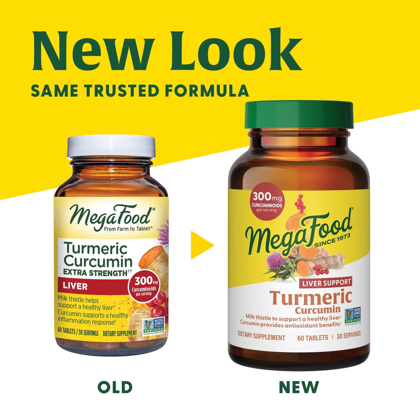 MegaFood Turmeric Curcumin Extra Strength - Liver Support - Turmeric Curcumin with Black Pepper and Milk Thistle Extract - Vegan - Made Without 9 Food Allergens - 90 Tabs (45 Servings)
