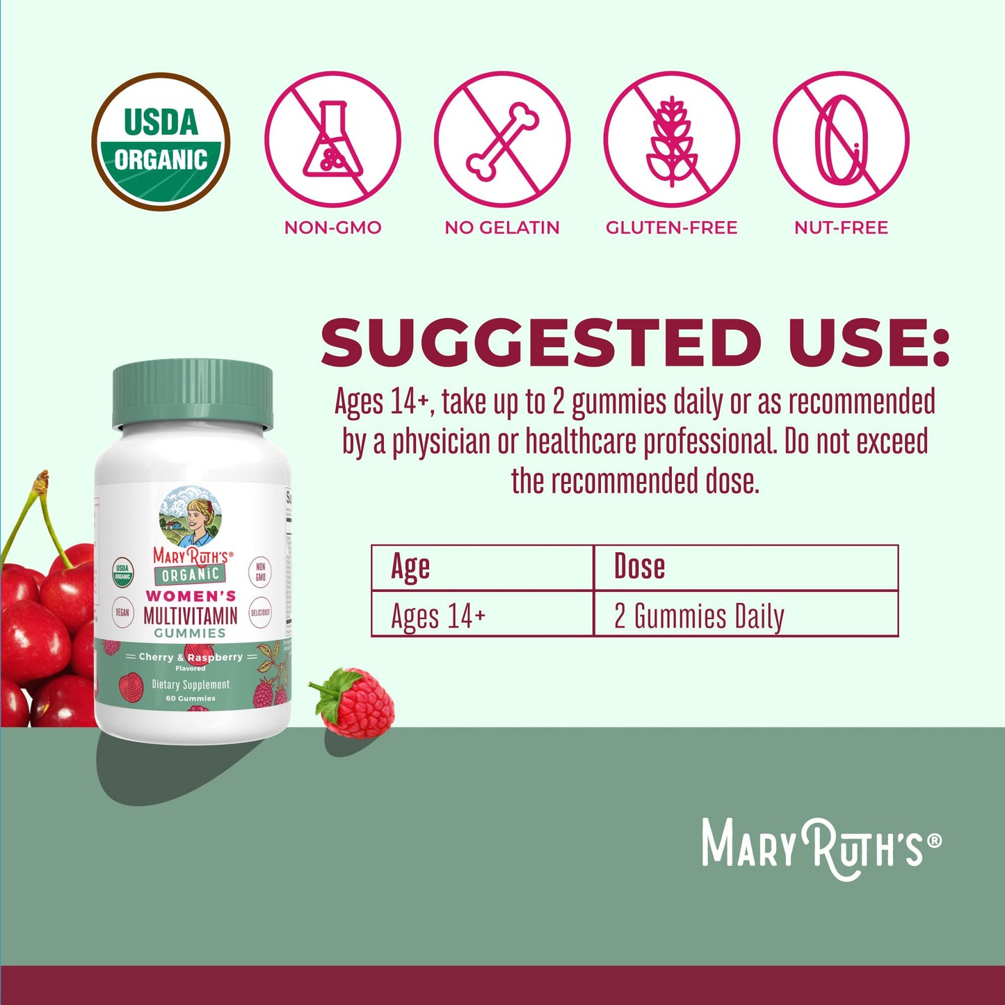 MaryRuth's Multivitamin Gummies for Women (Strawberry) & Liquid Nighttime Multimineral (Pineapple) | Clean Label Project Verified® | USDA Organic & Vegan | Beauty, Bedtime Routine, & Overall Health