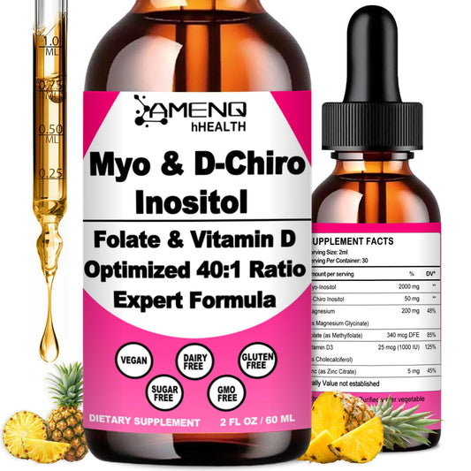 Myo-Inositol & D-Chiro Inositol Supplement for Women, Ideal 40:1 Ratio Inositol Multivitamin w. Folate Magnesium Vitamin D3, Inositol Complex for Mood Energy Fertility Hormone Balance Ovarian Support*
