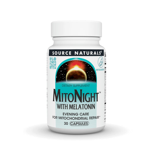 Pre-Order | Arrives in 5–10 Days – Source Naturals MitoNight™ with Melatonin, Evening Care for Mitochondrial Repair* - 30 Capsules
