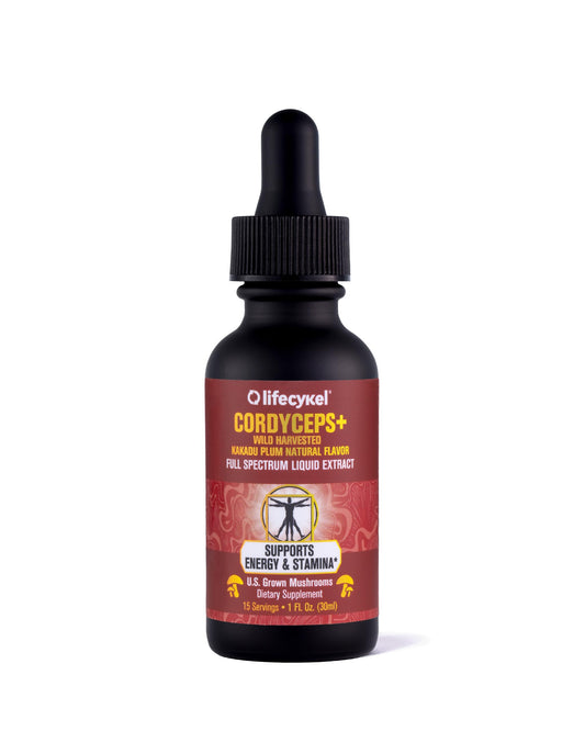 Lifecykel Cordyceps Mushroom Extract with Kakadu Plum - Energy, Stamina & Vitality Support, Natural Aging Supplement - Non-GMO and Vegan Tincture - 1Fl Oz