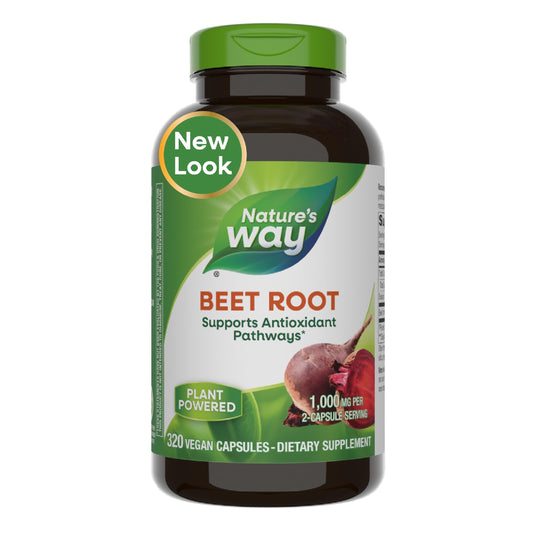 Nature's Way Beet Root, Supports Antioxidant Pathways*, Helps Neutralize Free Radicals*, 1,000 mg per 2-Capsule Serving, Vegan, 320 Capsules