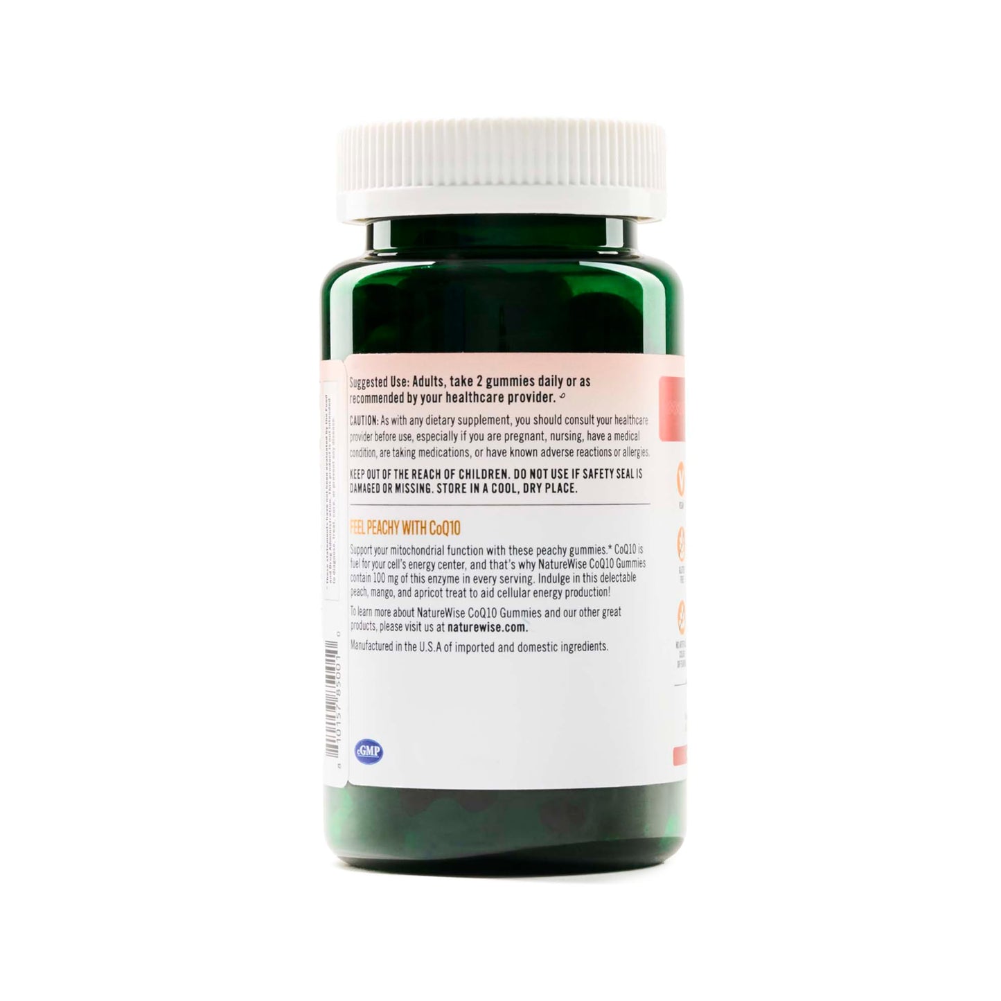 NatureWise CoQ10 Gummies 100mg - Peach Mango Flavor - Supplement for Heart Health & Antioxidant Activity - Pectin-Based, Vegan, Soy and Gluten Free, Non-GMO - 60 Count[1-Month Supply]