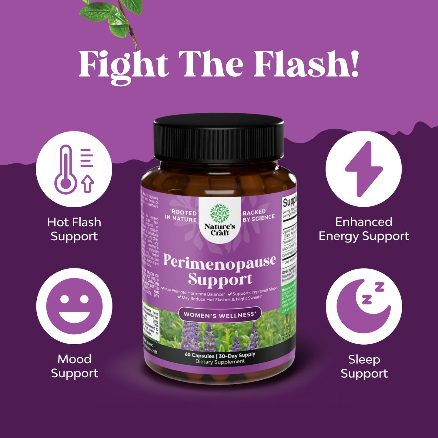 Pre-Order | Arrives in 5–10 Days – Complete Perimenopause Supplement for Women - Multibenefit Menopause Ease for Women with Maca Root Vitex Berry & Black Cohosh for Hot Flashes Night Sweats Hormone Balance and Mood Support (1 Month)