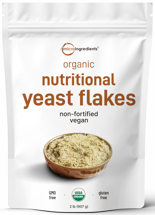 Pre-Order | Arrives in 5–10 Days – Organic Non-Fortified Nutritional Yeast Flakes, 2 Pounds (32oz) | Rich in Vegan Protein, B Vitamins & Beta-glucans | Keto Friendly, Dairy Free Cheese Substitute, Non-GMO, Gluten Free