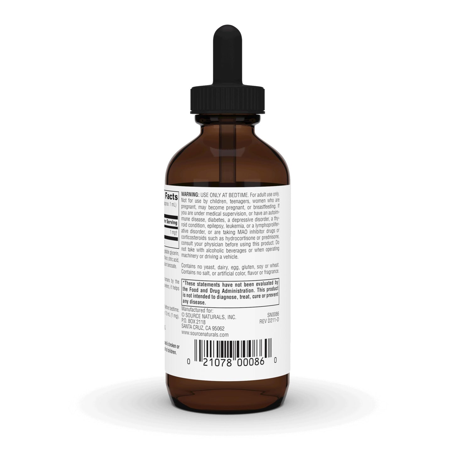 Pre-Order | Arrives in 5–10 Days – Source Naturals Melatonin* - 1 mg, 2 Fluid oz
