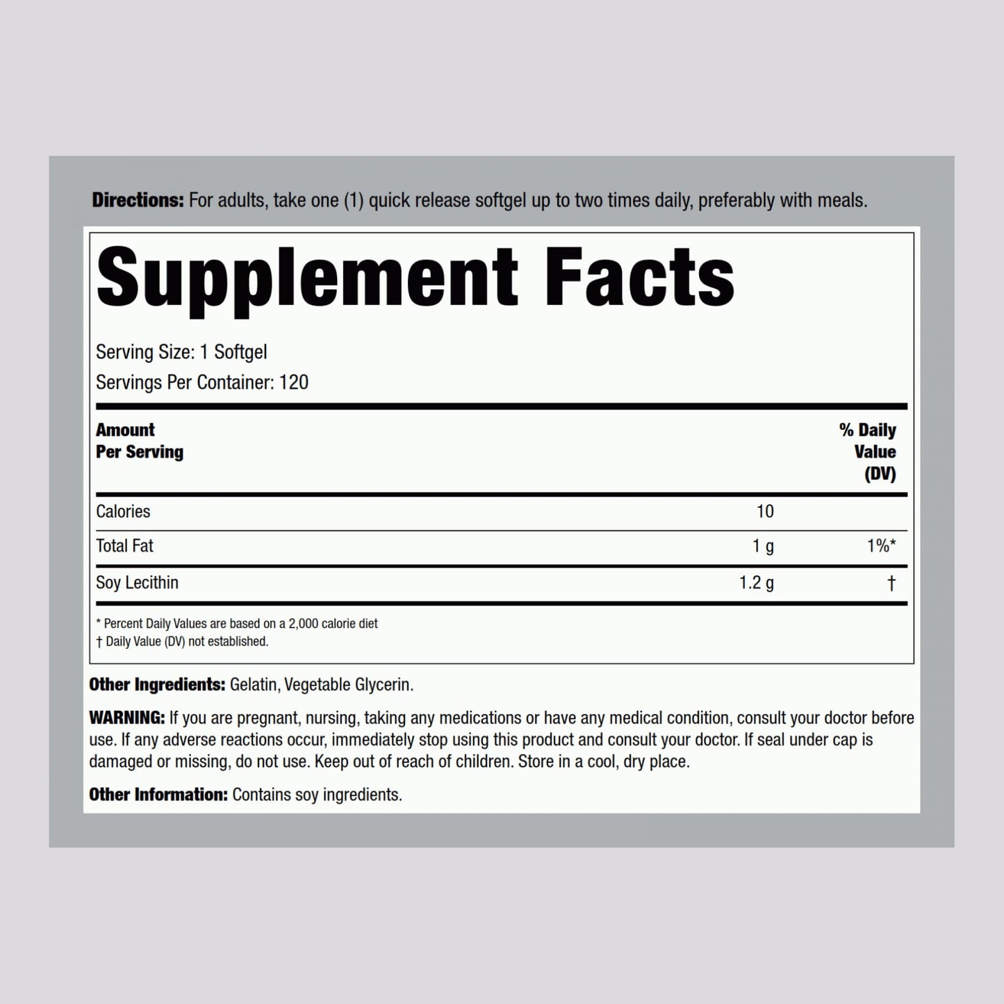 Lindberg Lecithin 1200mg Supplement | for Men & Women | 120 Softgel Capsules | Phospholipid Complex | Non-GMO, Gluten Free