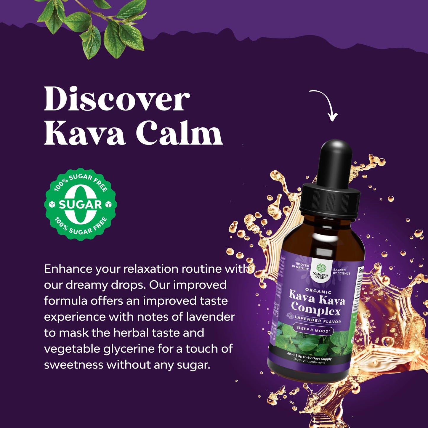 Natures Craft Potent Liquid Kava Kava Drops Supplement - Fast Acting Herbal Support with Kavalactones for Balanced Mood - Relax Calming Tonic for Stress Relief & Better Sleep - 60 ml Tinctura