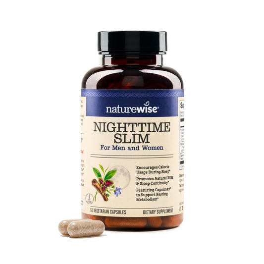 Naturewise Nighttime Fitness Support Supplement & Natural Sleep Aid with Cayenne Extract, Green Coffee Bean, GABA, L-Theanine - Vegetarian, Non-GMO - 60 Capsules[1-Month Supply]