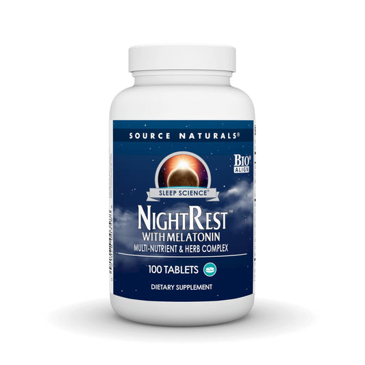 Pre-Order | Arrives in 5–10 Days – Source Naturals Sleep Science NightRest with Melatonin - BioAligned MultiNutrient & Herb Complex, for Rest & Relaxation Support* - 100 Tablets