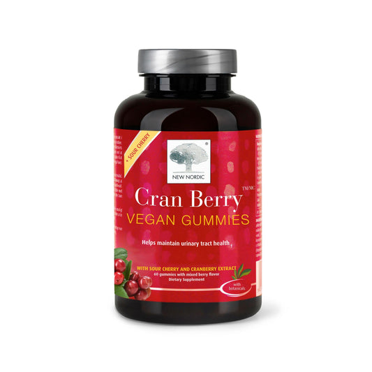 NEW NORDIC Cranberry Supplement Gummies for Women, Normal Urinary Tract & Bladder Support, Balance with Cran Berry & Sour Cherry, 60 Count