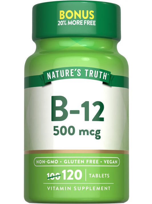 Nature's Truth B12 Vitamin | 500 mcg | 120 Tablets | Vegan, Non-GMO & Gluten Free Supplement