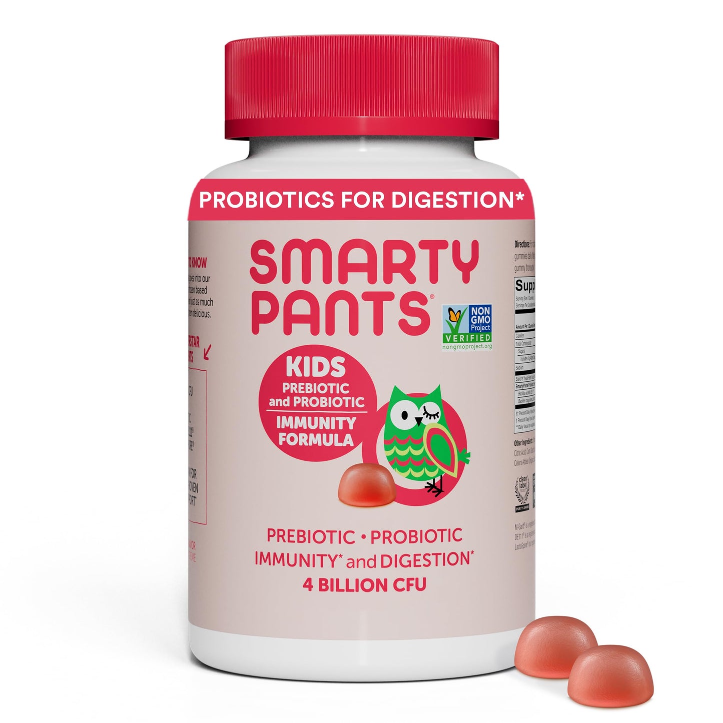 SmartyPants Kids Probiotic Immunity Gummies: Prebiotics & Probiotics for Immune Support & Digestive Comfort, Strawberry Crème, Vegan Gummy Vitamins, 60 Count, 30 Day Supply, No Refrigeration Required