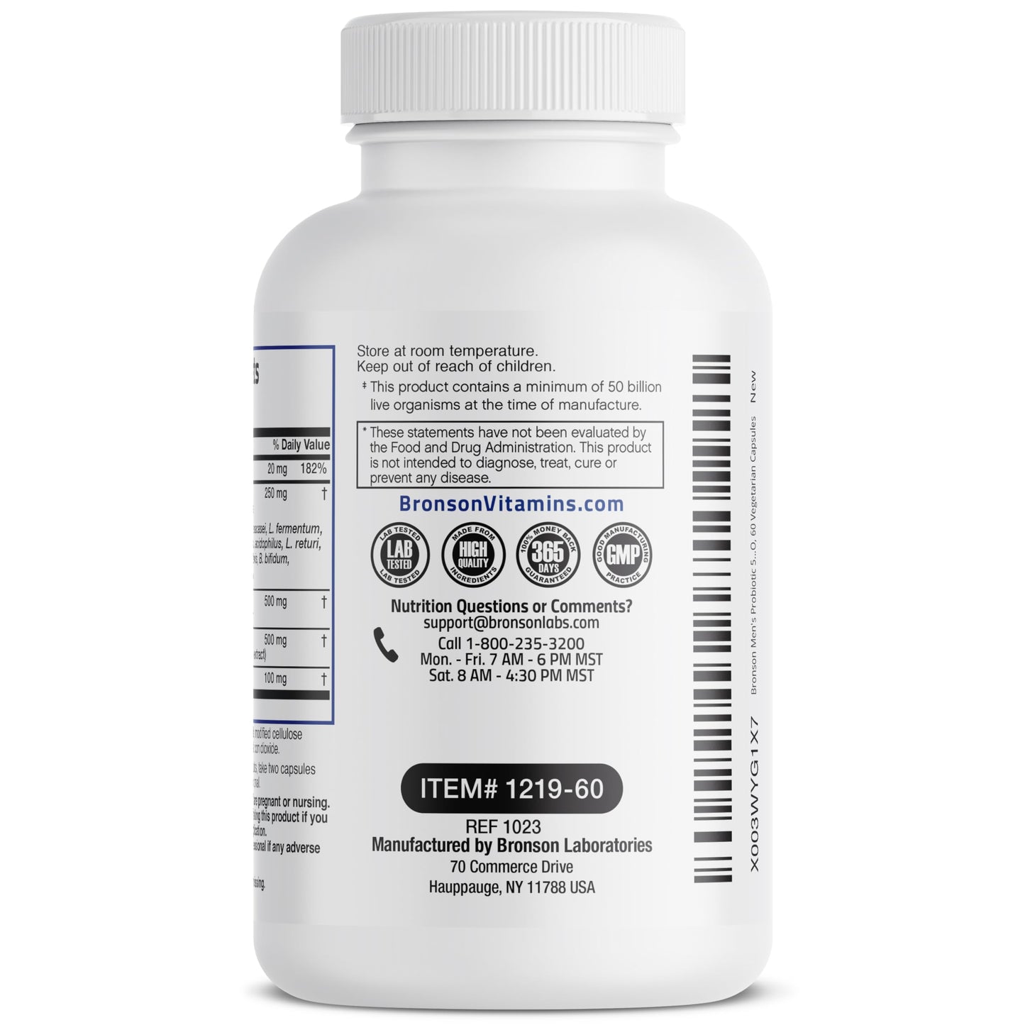 Bronson Men's Probiotic 50 Billion CFU Plus Prebiotic with Ashwagandha, Fenugreek & Zinc, Supports Healthy Digestion & Immune Function Non-GMO, 60 Vegetarian Capsules