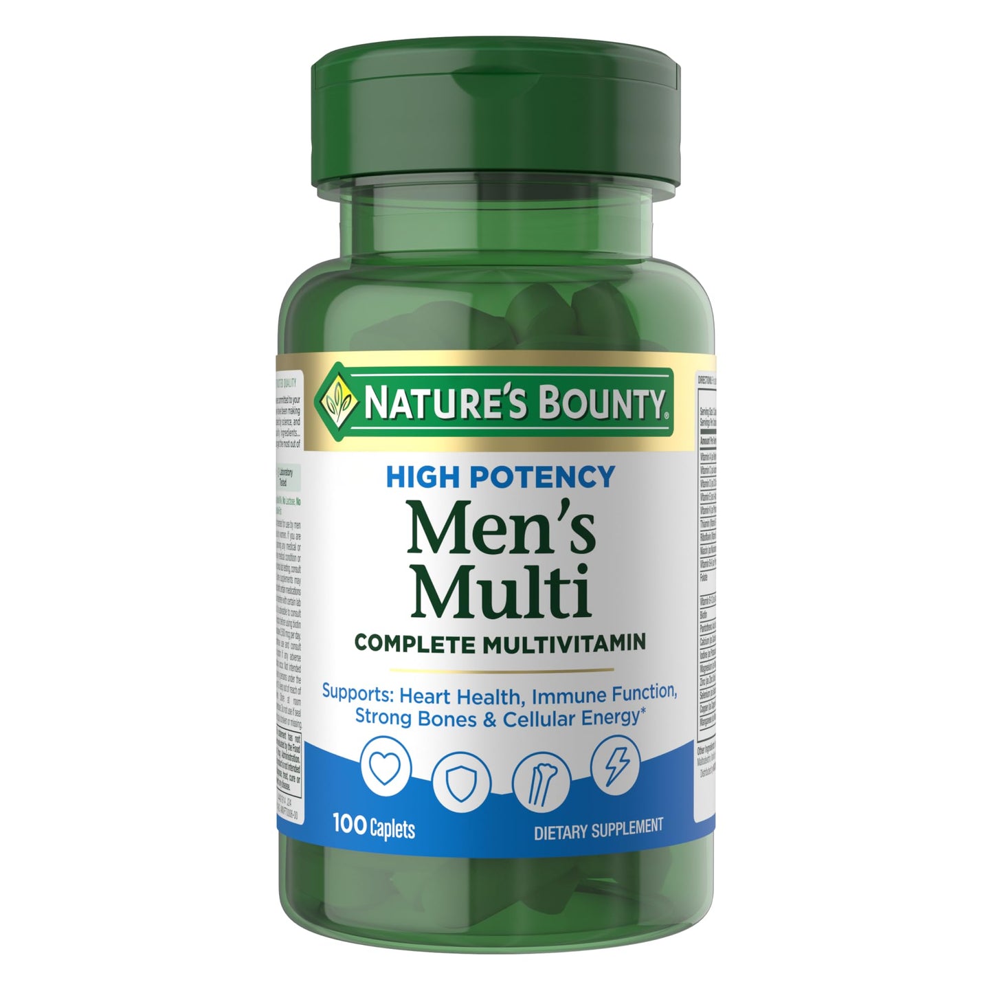 Nature's Bounty High Potency Men’s Complete Multivitamin, Daily Men’s Health Vitamin for Heart Health and Immune Support, Men's Multivitamin for Strong Bones, Overall Health and Wellness, 100 Capsules