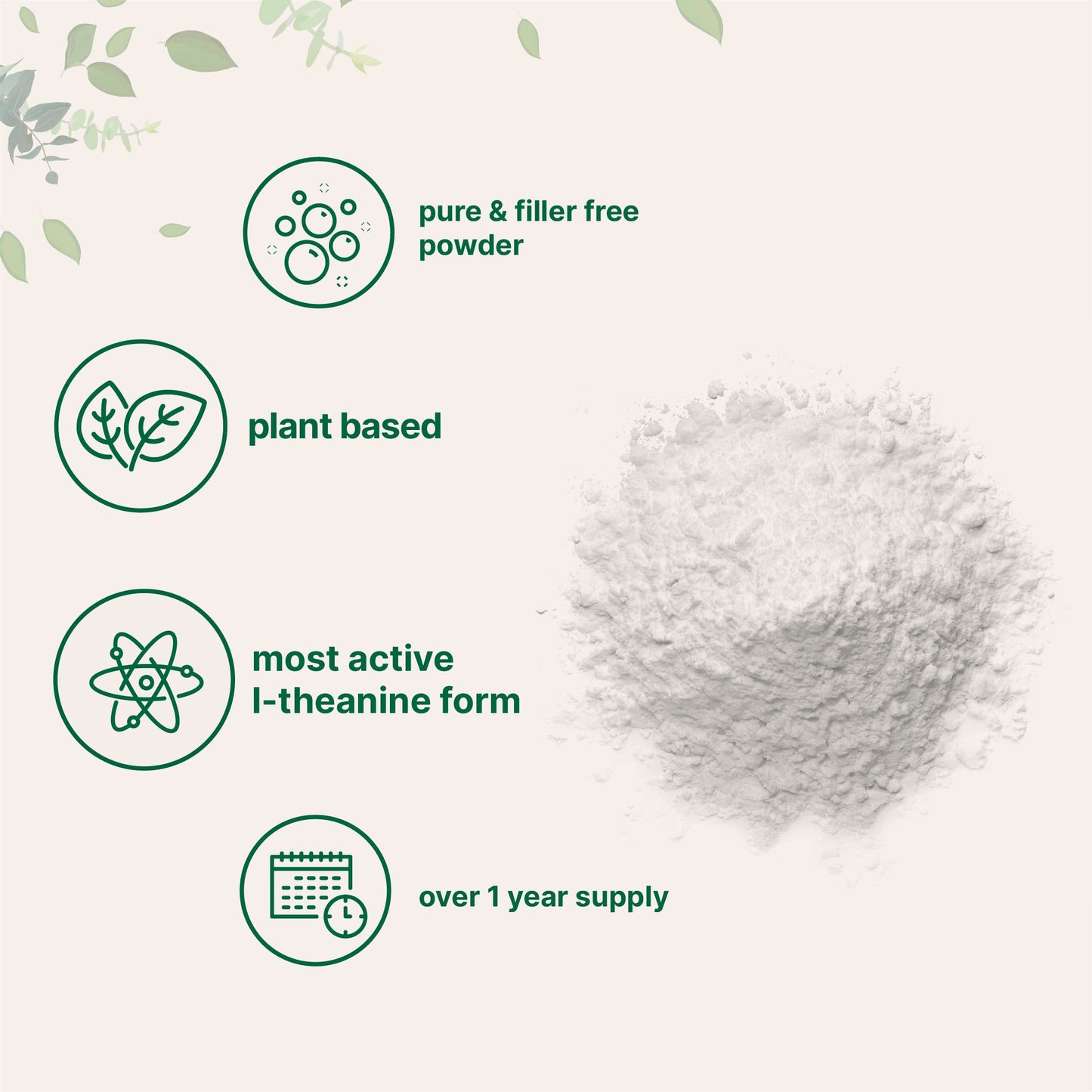 Pre-Order | Arrives in 5–10 Days – Pure L-Theanine Powder, 100 Grams (1 Year Supply), Filler Free, No GMOs and Vegan Friendly