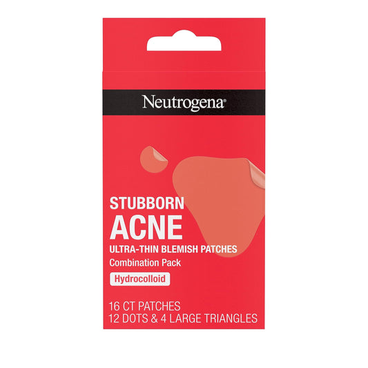 Neutrogena Stubborn Acne Ultra-Thin Blemish Patches, Acne Pimple Patches, Ultra-Thin Hydrocolloid Facial Stickers, Suitable for all Skin-Types, 16 Patches