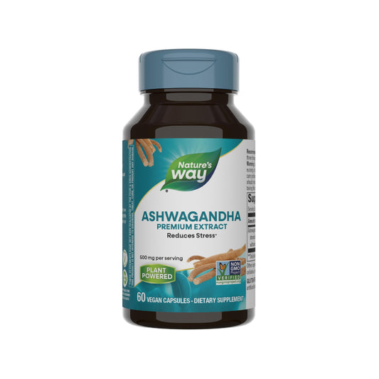 Nature's Way Ashwagandha, Reduces Stress*, Premium Extract, Adaptogenic*, Non-GMO Project Verified, Vegan, 60 Capsules (Packaging May Vary)
