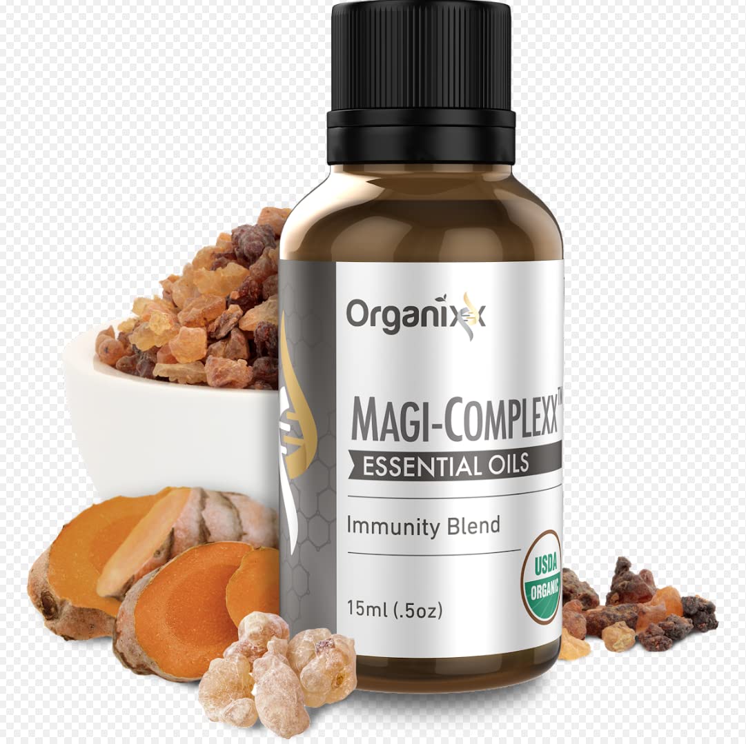 Organixx Magi Complexx Essential Oils Magi for Immune Support with Turmeric, Frankincense, Myrrh, Pure, Natural, Zero Additives, Use in Oil Diffuser, Bath Water, Lotions, Immunity Blend, Non GMO, 5 ml