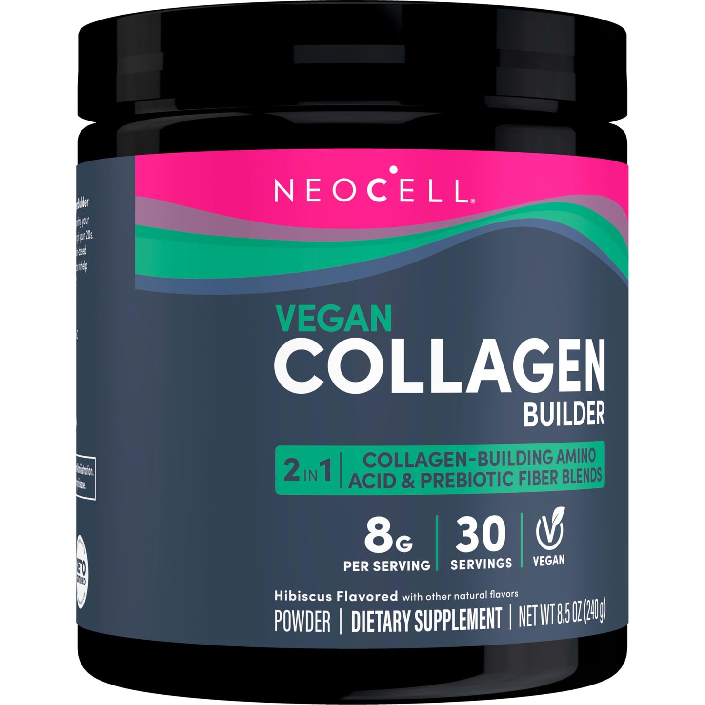 Neocell Vegan Beauty Builder Collagen Alternative; Plant-Based Vegan Collagen-Booster Supports Collagen Production; Hibiscus Flavored; 8 g Powder/Serv; 30 Servs; 8.5 Oz,*
