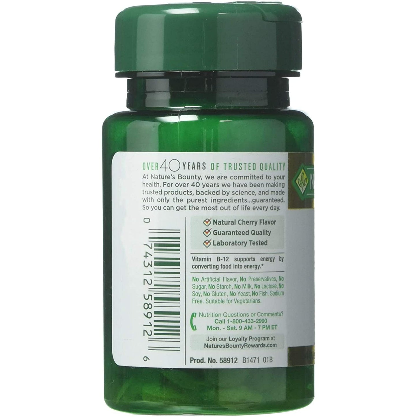 Nature's Bounty Vitamin B12, Supports Energy Metabolism and Nervous System Health, 5000mcg, 40 Quick Dissolve Tablets