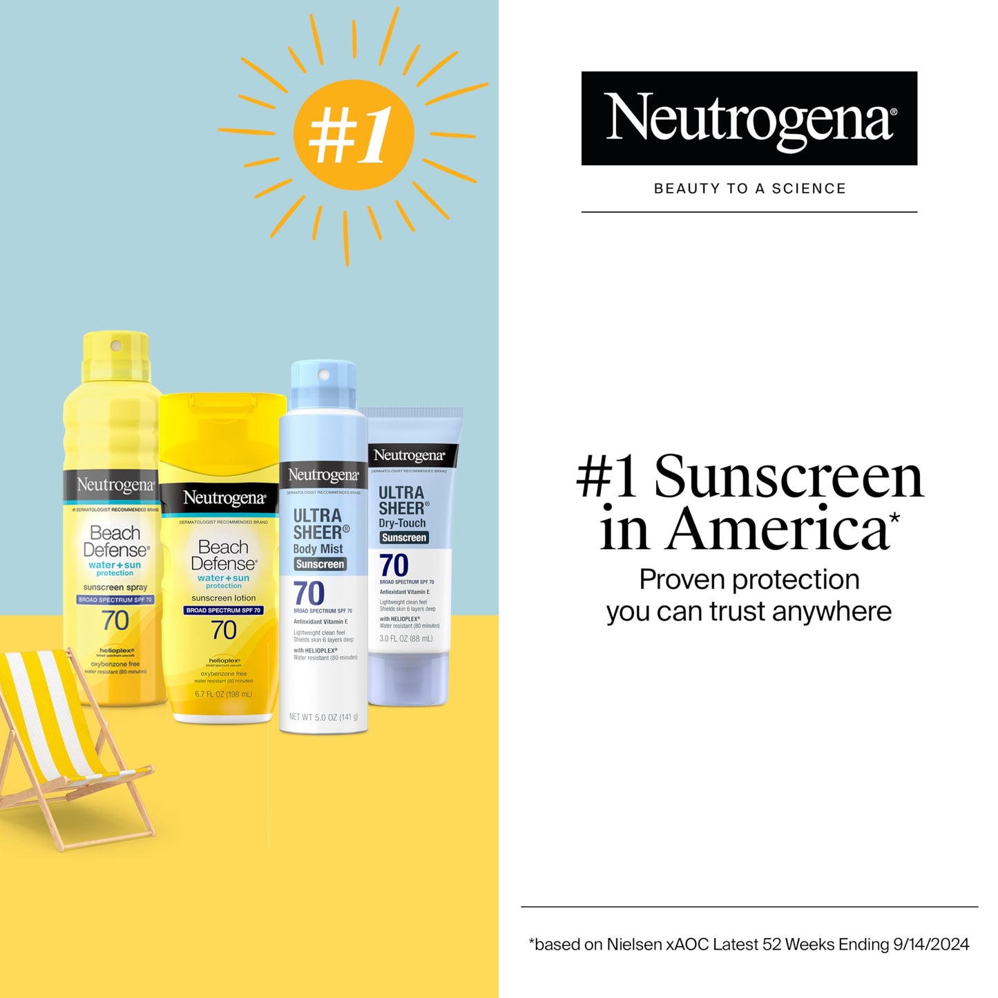 Neutrogena Beach Defense Sunscreen Spray SPF 70, Hawaii Reef Act 104 Compliant, Octinoxate & Oxybenzone Free, Broad Spectrum, Fast Absorbing & Lightweight, Face and Body Sunscreen, 6.5 Oz