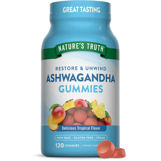 Nature's Truth Ashwagandha Gummies | 120 Count | Tropical Flavor | Vegan, Non-GMO & Gluten Free Supplement