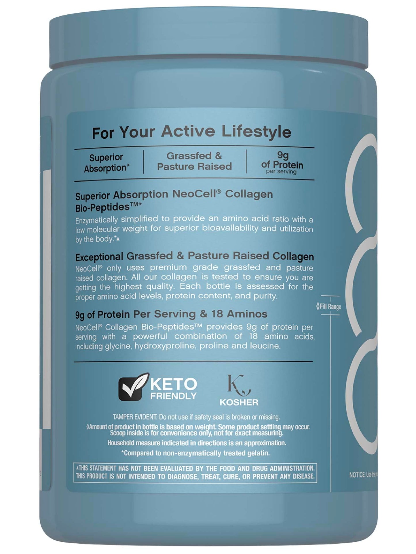 NeoCell Collagen Bio-Peptides Powder | 10oz | Super Hair, Skin, and Nails | Superior Absorption | Grassfed Protein Supplement | Advanced with 18 Essential Amino Acids |
