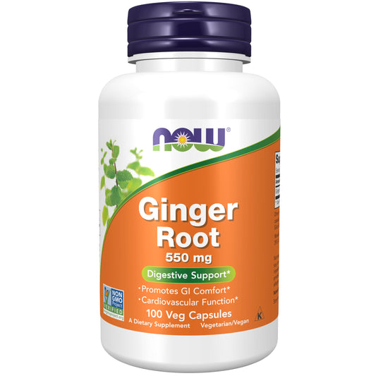 Pre-Order | Arrives in 5–10 Days – NOW Foods Supplements, Ginger Root (Zingiber officinale) 550 mg, Digestive Support*, 100 Veg Capsules