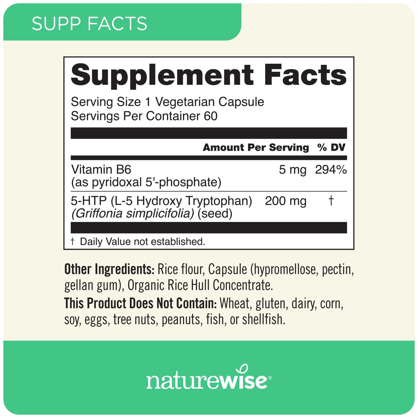 NatureWise 5-HTP 200mg Supplement from Griffonia Seeds with Cofactor Vitamin B6 - Mood Support and Natural Sleep Aid for Adults - Delayed-Release, Vegan - 30 Count[1-Month Supply]