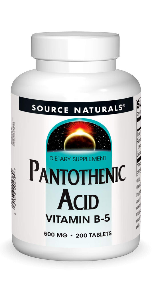 Pre-Order | Arrives in 5–10 Days – Source Naturals Pantothenic Acid 500 mg Vitamin B-5 Dietary Supplement - 200 Tablets